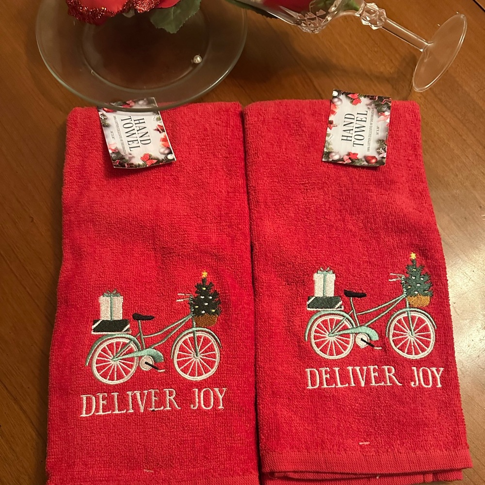 2 Christmas Hand Towels
